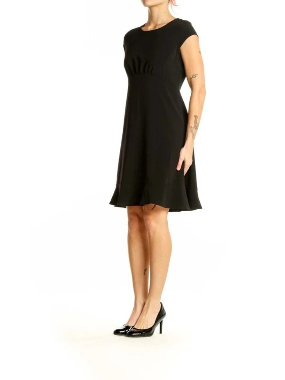 Banana Republic Dress Size 4 Black Fit Flare Cap Sleeve Empire Waist Was $89.99 - Picture 3 of 12